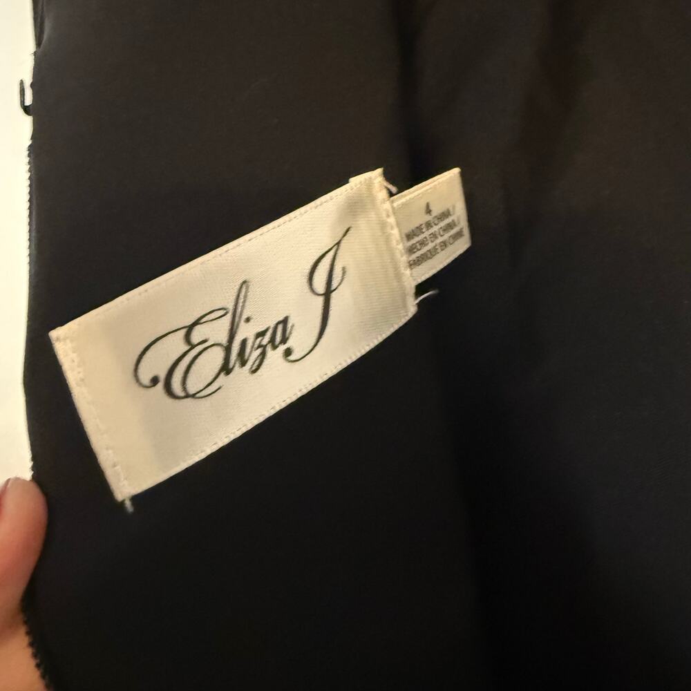 Eliza J Black Sleeveless Cascading-Ruffle Evening Maxi Formal Gown 4 - Picture 10 of 11